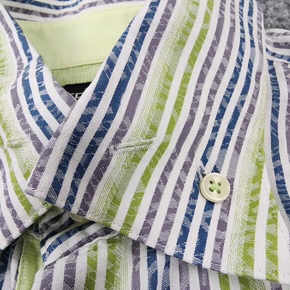 Ted Lapidus Shirt Mens Medium Slim Fit Striped Long Sleeve Casual Button Down - Picture 13 of 16